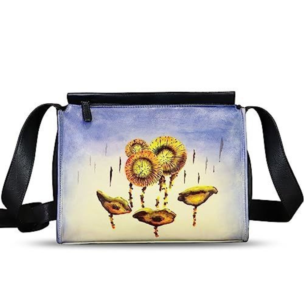 Chic Genuine Textured Crossbody Satchel For Hand Painted Textured Handmade